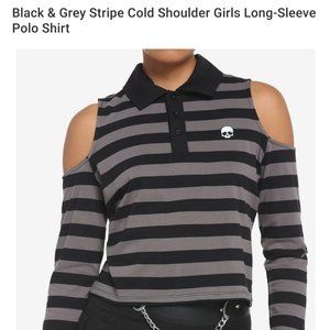 NWT Black and grey cold shoulder long sleeve polo